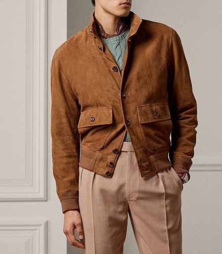 Brown leather jacket men - brown, pure