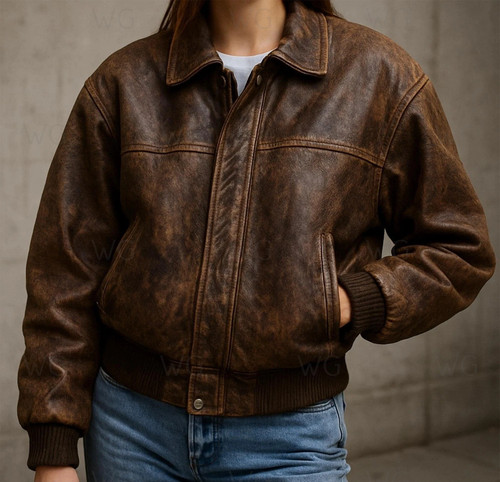 Women brown bomber leather - women's,